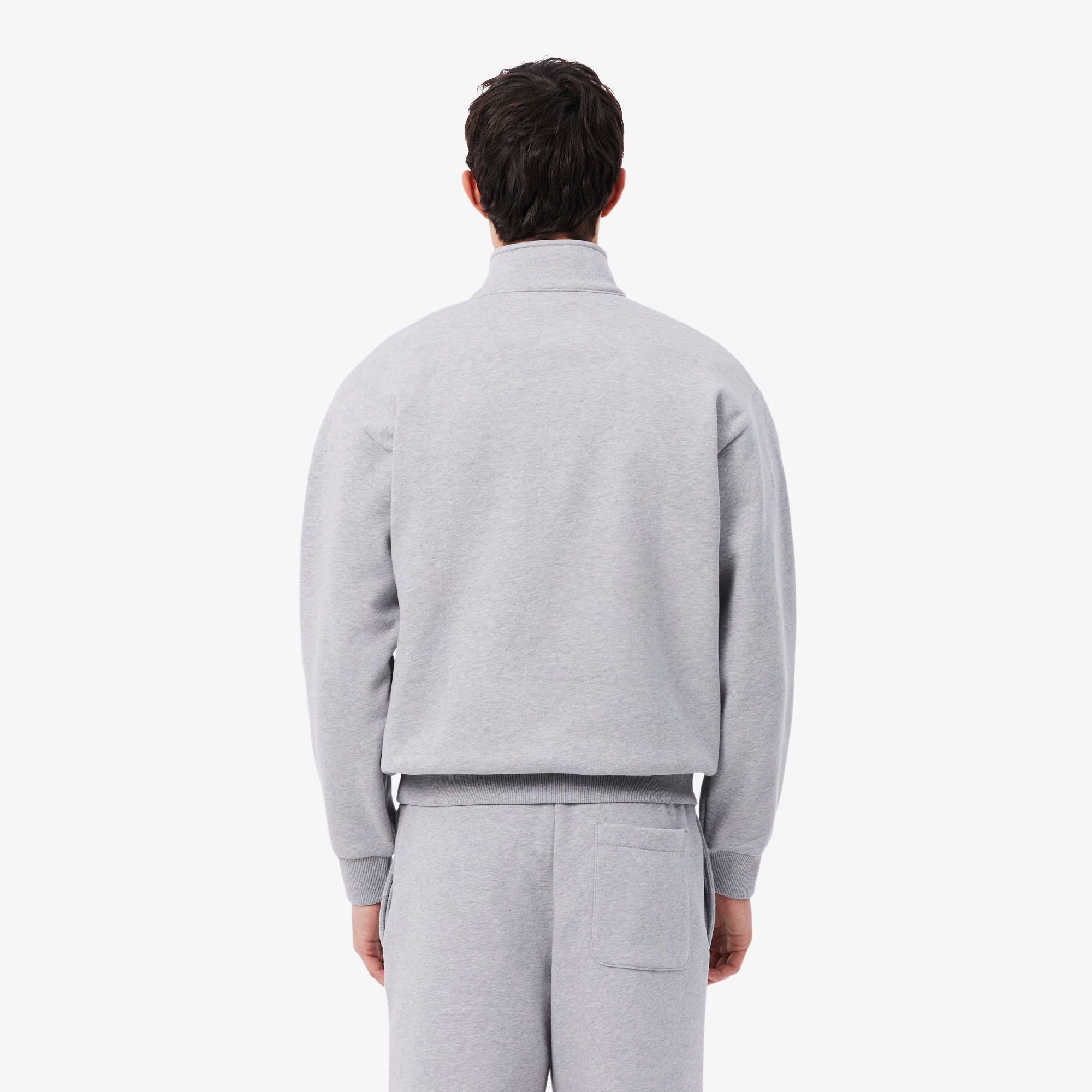Camisola Cardada Homem Lacoste com Fecho e Gola Cinza Lacoste 