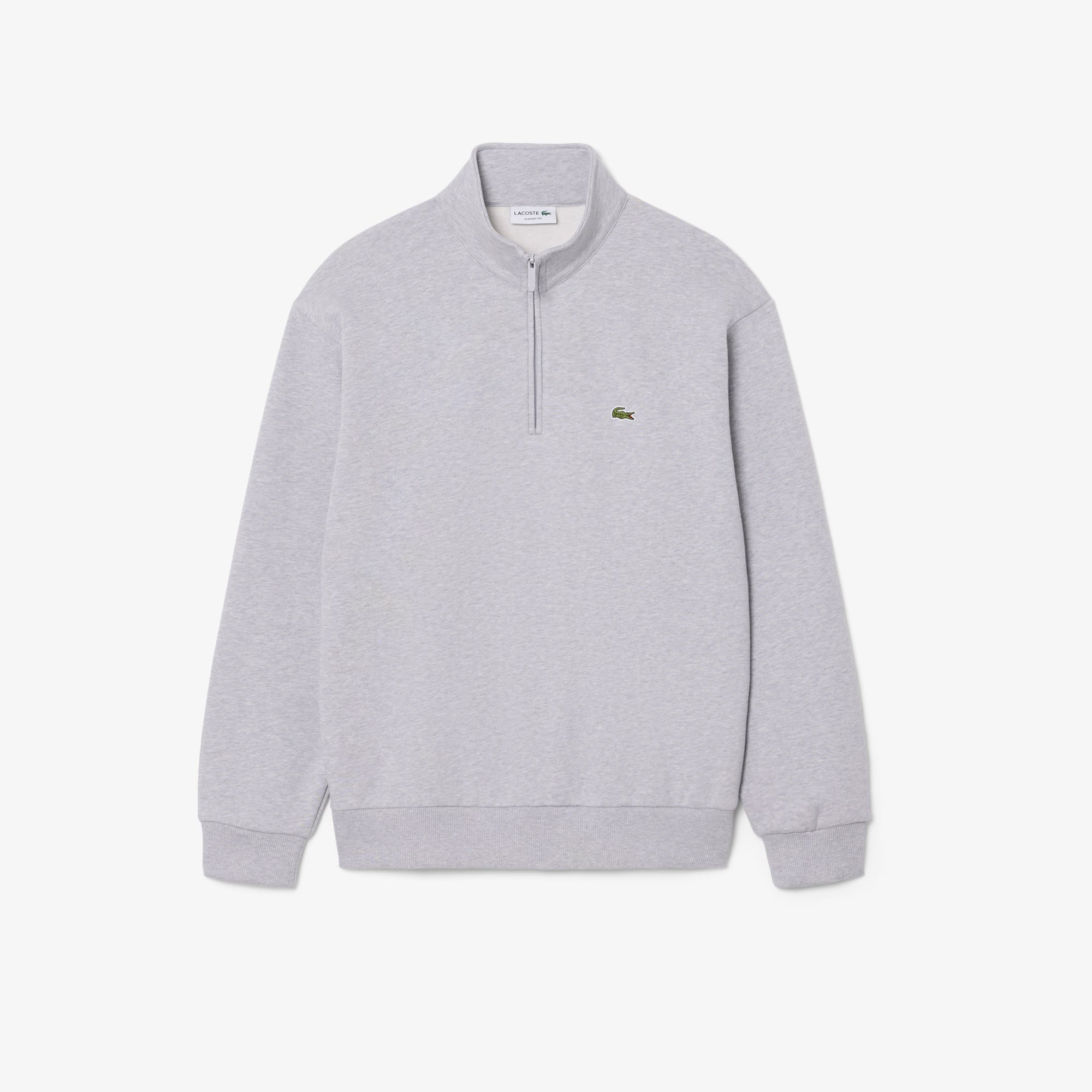Camisola Cardada Homem Lacoste com Fecho e Gola Cinza Lacoste 