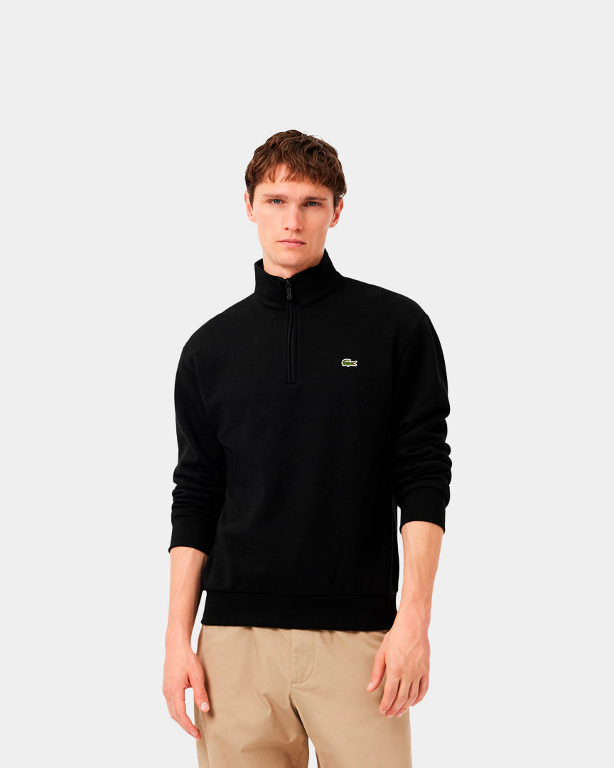 Camisola Cardada Homem Lacoste com Fecho e Gola Preta Lacoste 