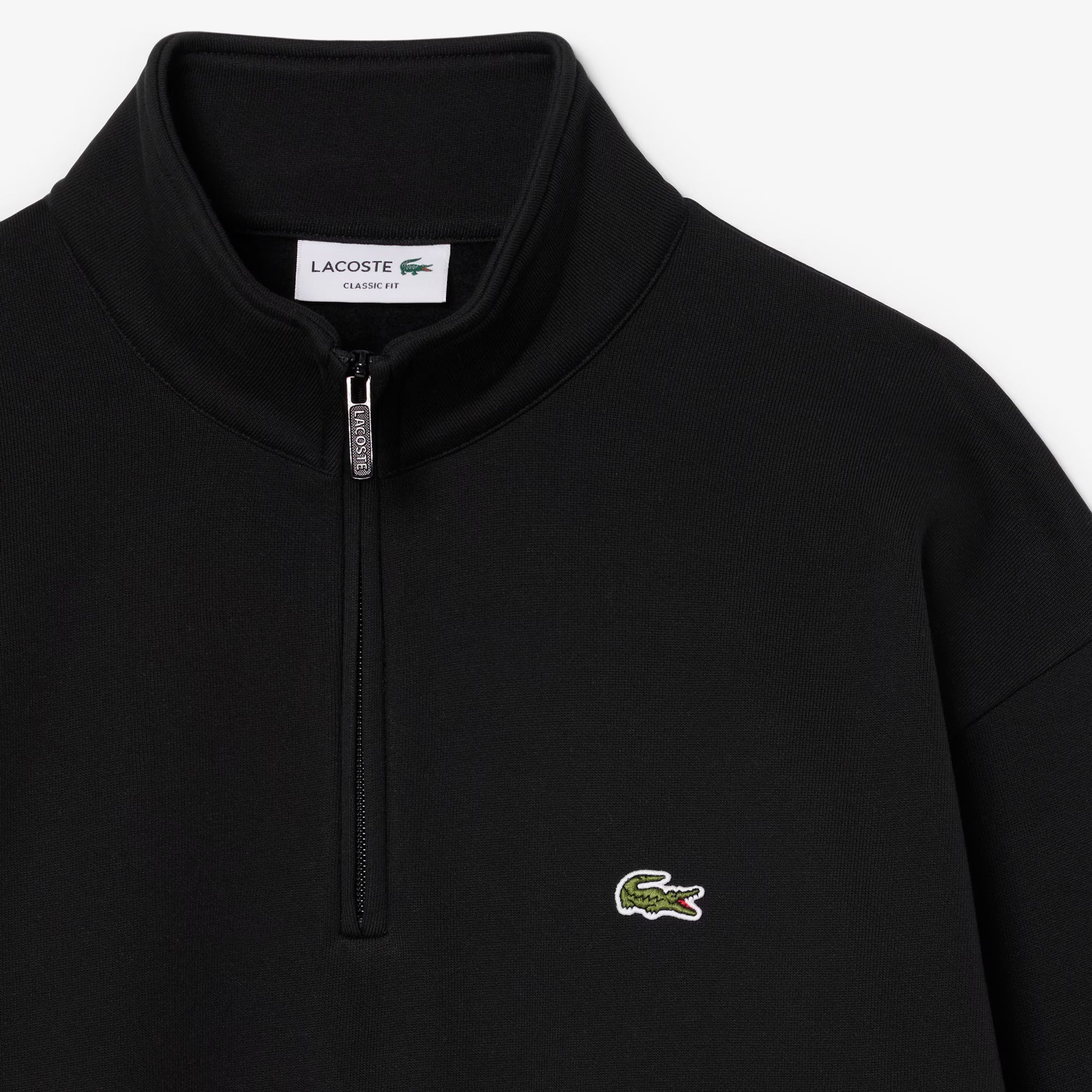 Camisola Cardada Homem Lacoste com Fecho e Gola Preta Lacoste 