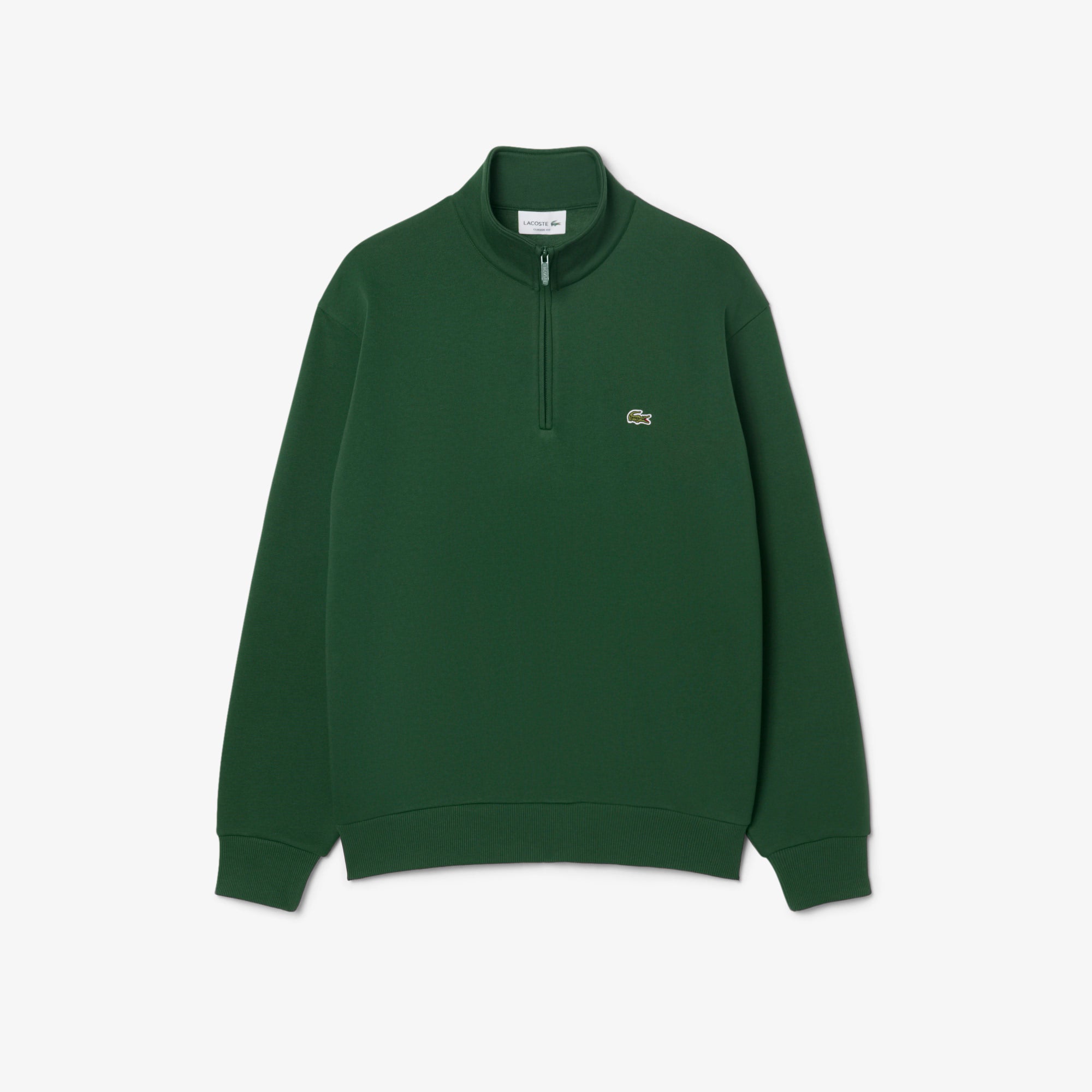 Camisola Cardada Homem Lacoste com Fecho e Gola Verde Lacoste 