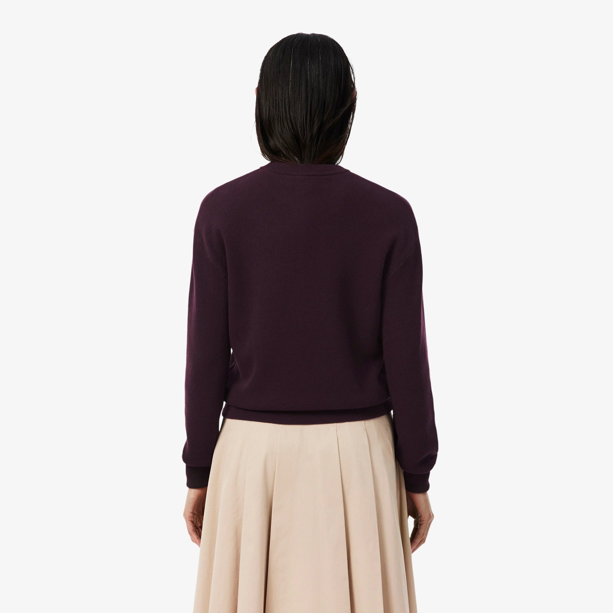 Camisola Mulher Lacoste Relaxed Fit em Algodão Castanho Lacoste 
