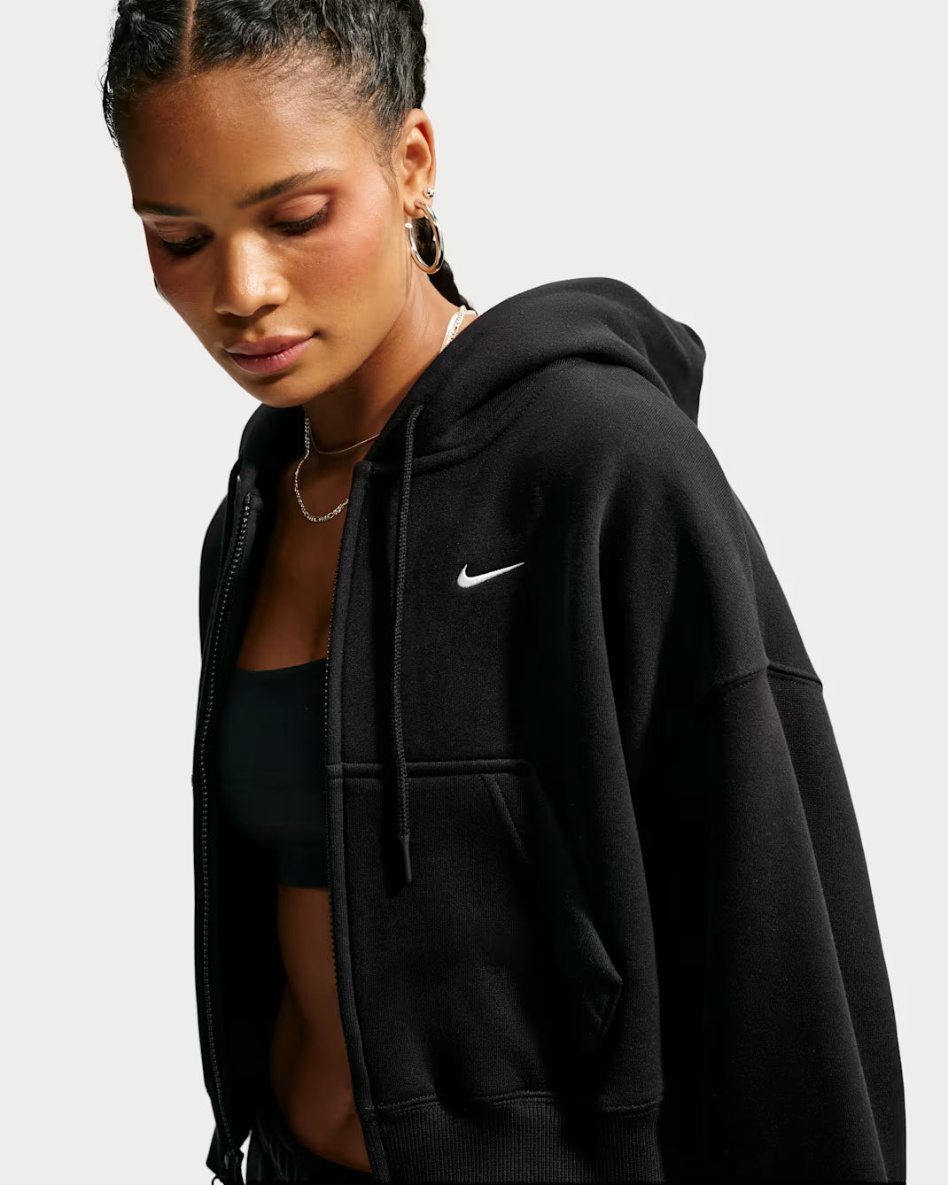 Casaco Mulher Nike Studio Cropped Cardado Preto Nike 