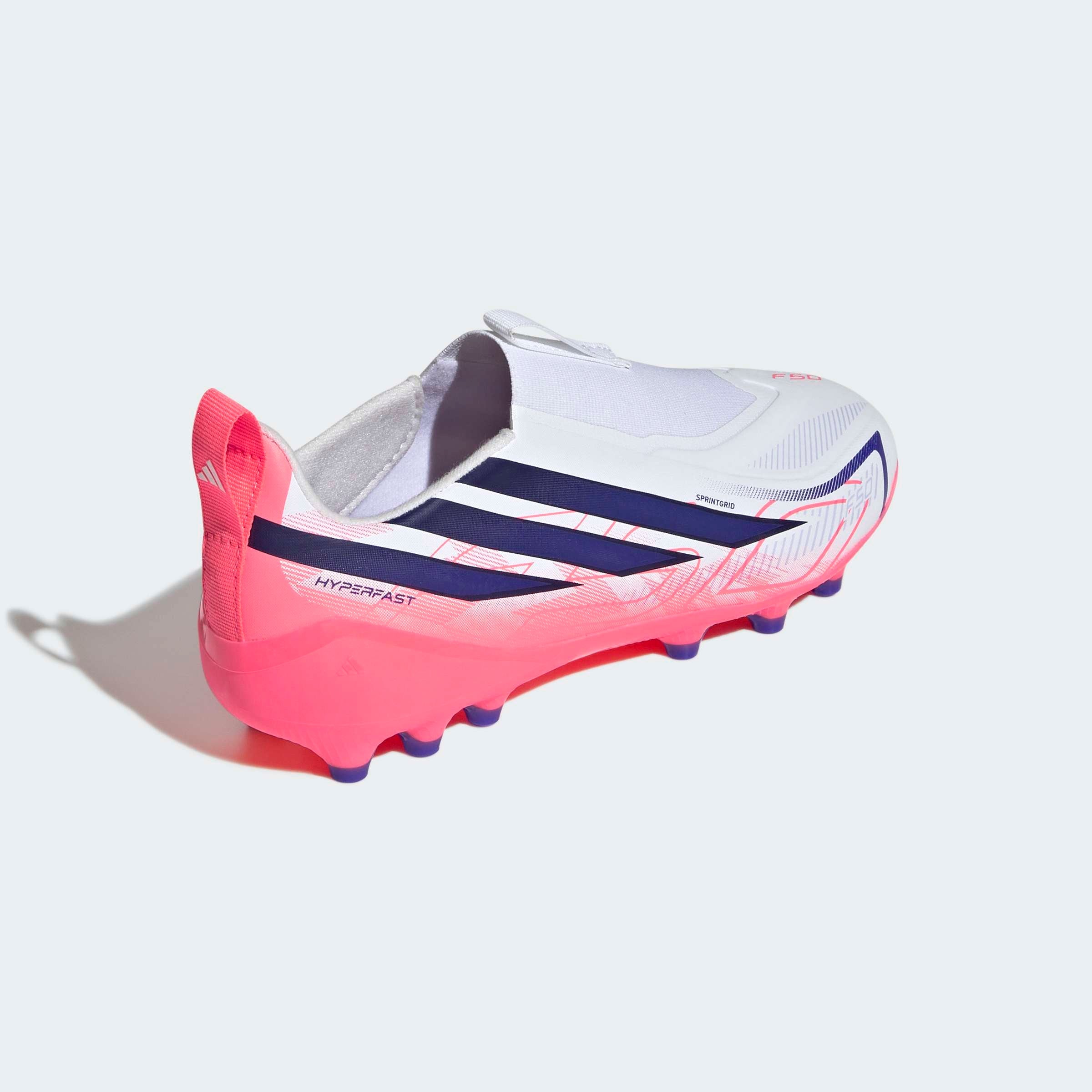 Chuteiras Adidas F50 Hyperfast League LL AG Júnior Branca/Rosa Adidas 