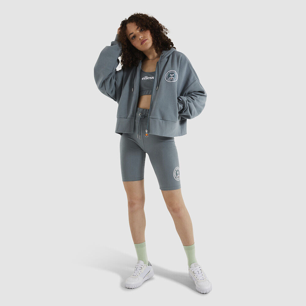 ellesse cropped hoodie and leggings set in gray