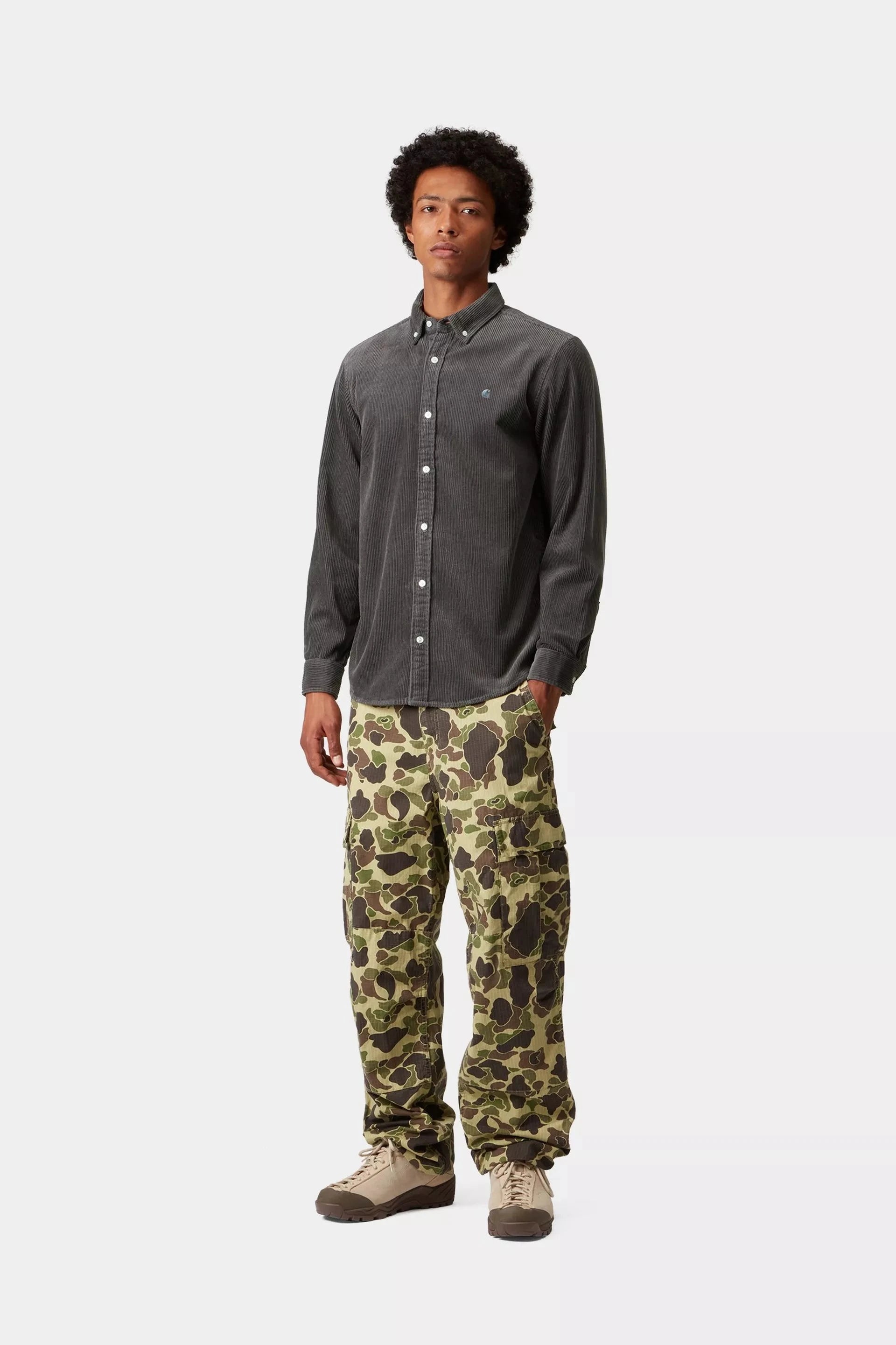 Carhartt WIP Camisa Madison Cord Cinza Carhartt 