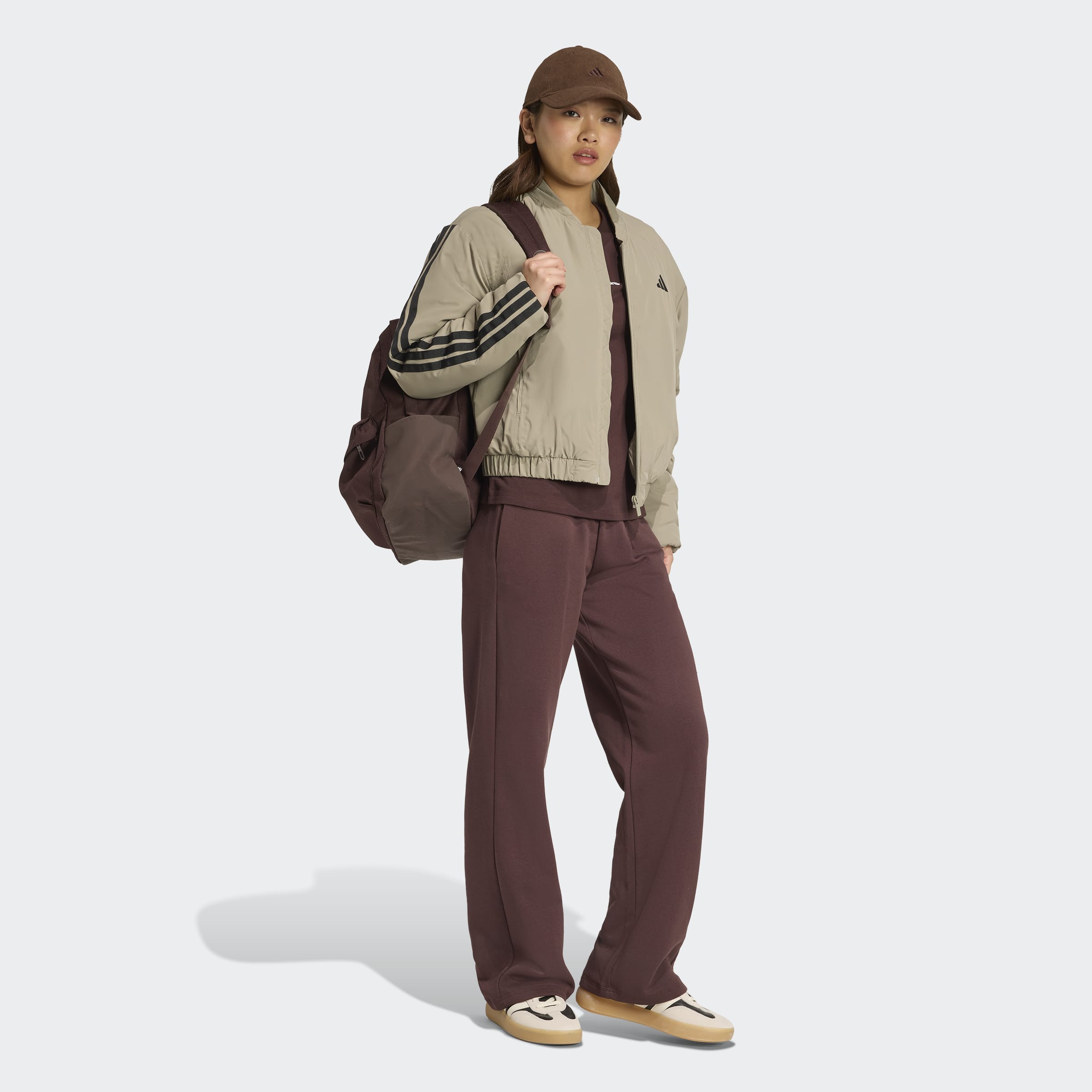 Adidas Calças Largas Cardadas Castanho Adidas 