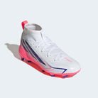 Chuteiras Adidas F50 Hyperfast League Mid FG Júnior Branco/Rosa Adidas 