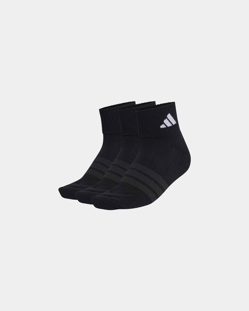 Meias Adidas Almofadadas Até o Tornozelo 3P Pretas KC9633
