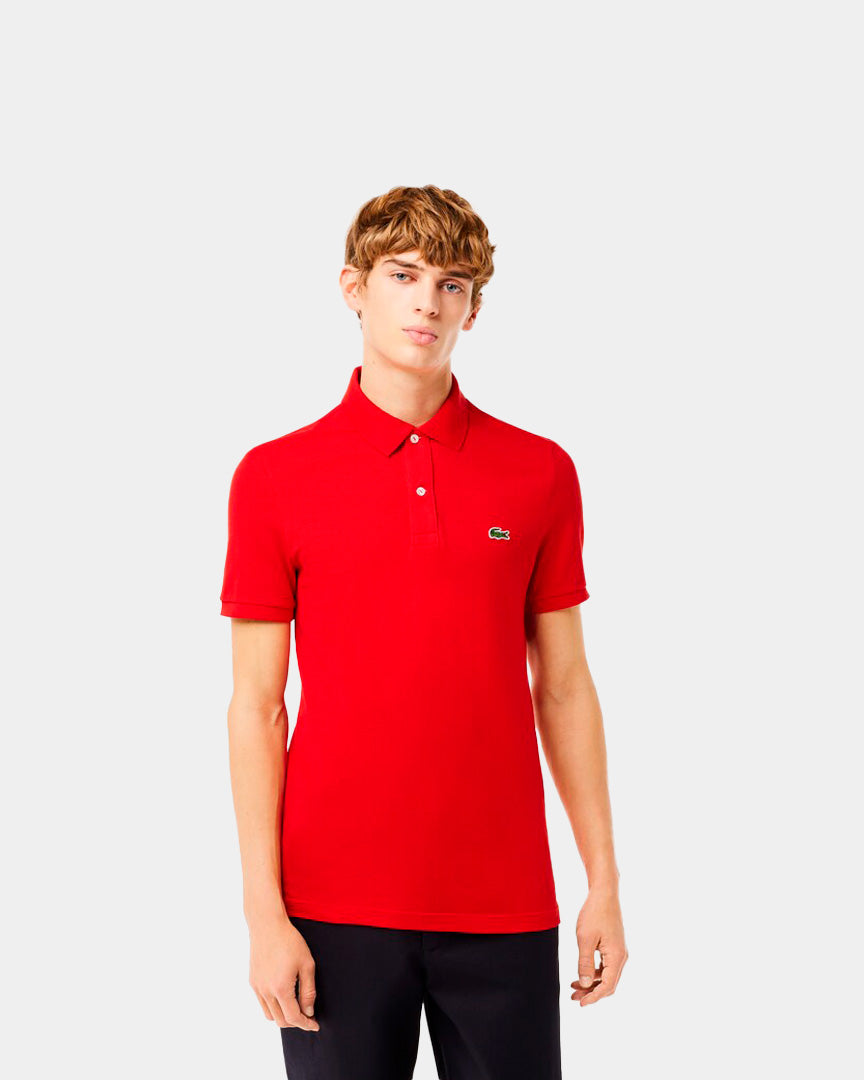 Lacoste Short Sleeved Ribbed Collar Shirt Vermelho PH401200240