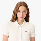 Polo Mulher Lacoste L.12.D de Algodão Canelado Slim Fit Branco Lacoste 