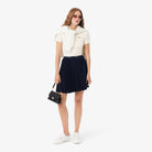 Polo Mulher Lacoste L.12.D de Algodão Canelado Slim Fit Branco Lacoste 