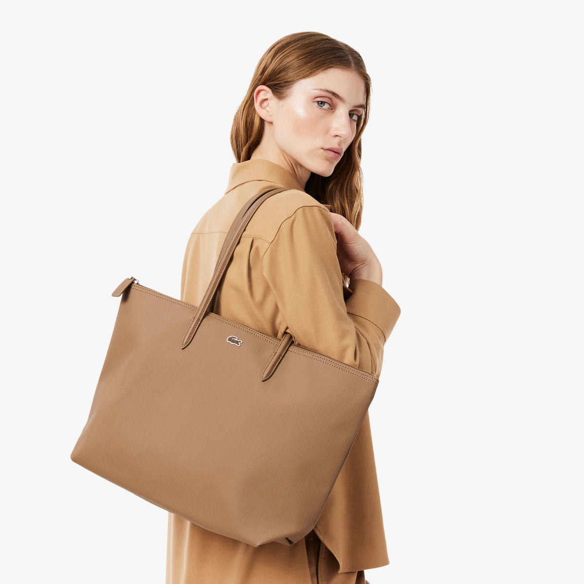 Saco Mala Lacoste Tote L.12.12 Concept Grande Castanho Lacoste 