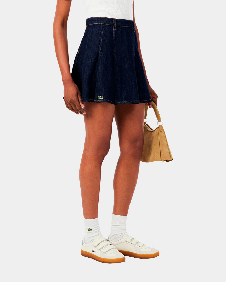 Saia Curta Lacoste Plissada de Ganga Azul Lacoste 