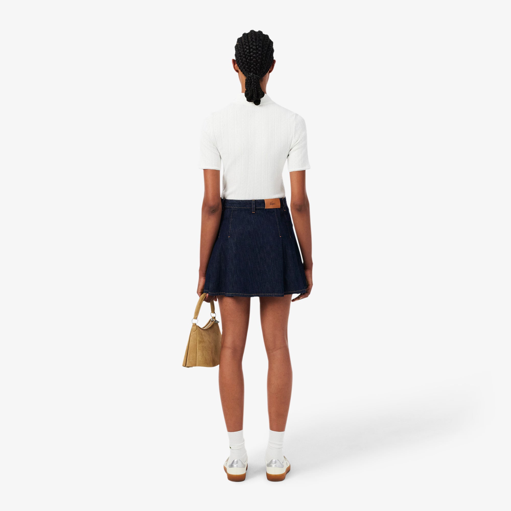 Saia Curta Lacoste Plissada de Ganga Azul Lacoste 