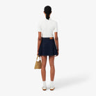 Saia Curta Lacoste Plissada de Ganga Azul Lacoste 