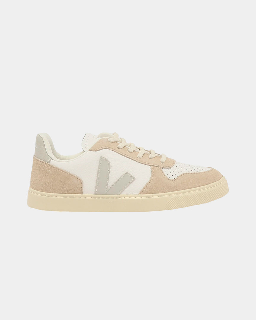 Sapatilha Mulher Veja Small V-10 Leather Branco/Bege