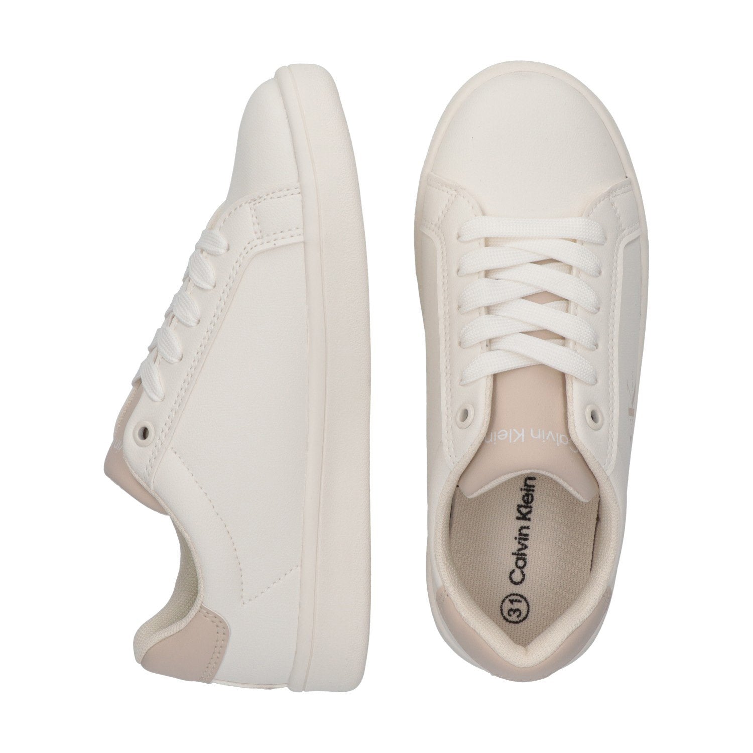 Sapatilhas Calvin Klein Low Cut Lace Mulher Branco/Bege