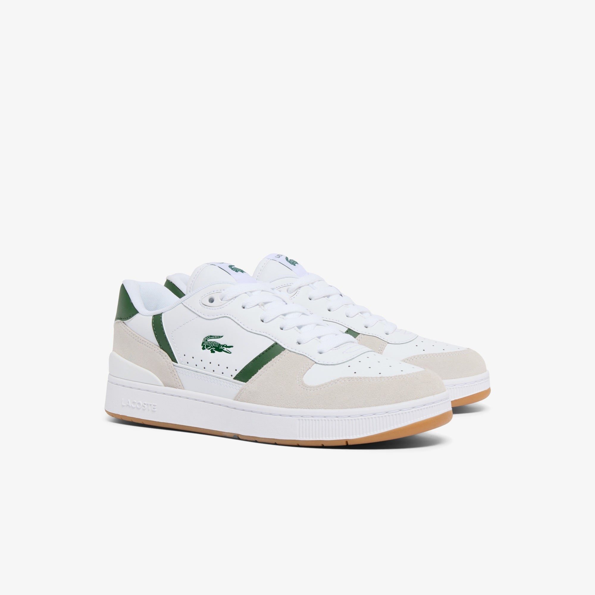 Sapatilhas Homem Lacoste T-Clip Set de Pele Branca/Verde Lacoste 