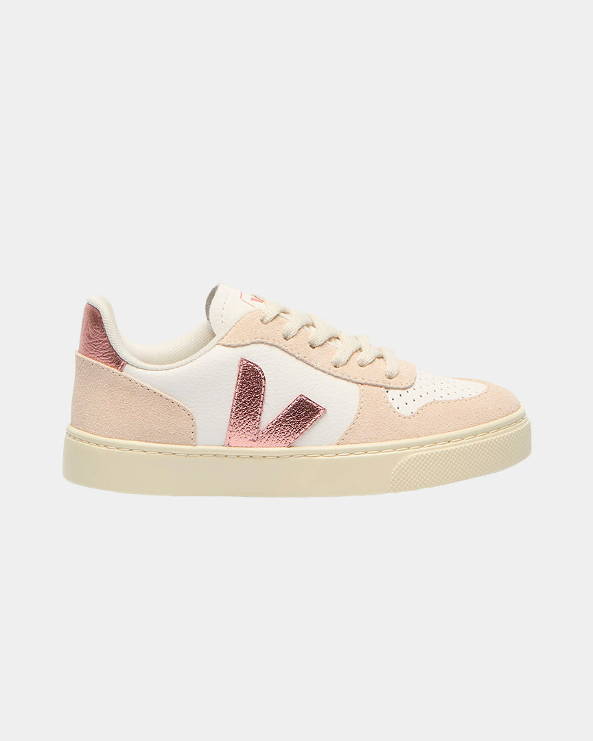 Sapatilhas Veja Mulher Small V-10 Leather Branco/Rosa Veja 