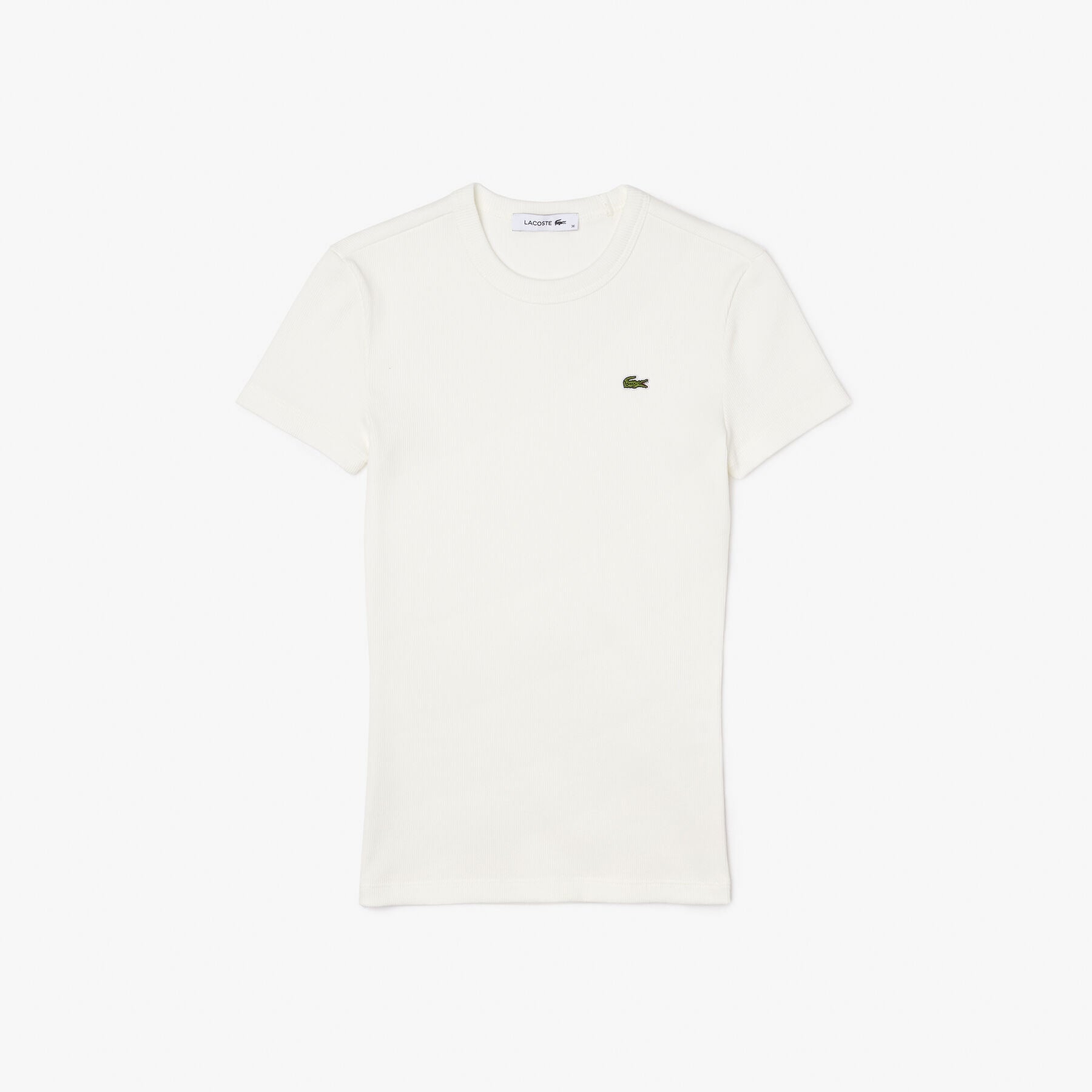T-shirt Mulher Lacoste Algodão Canelado Slim Fit Branca Lacoste 