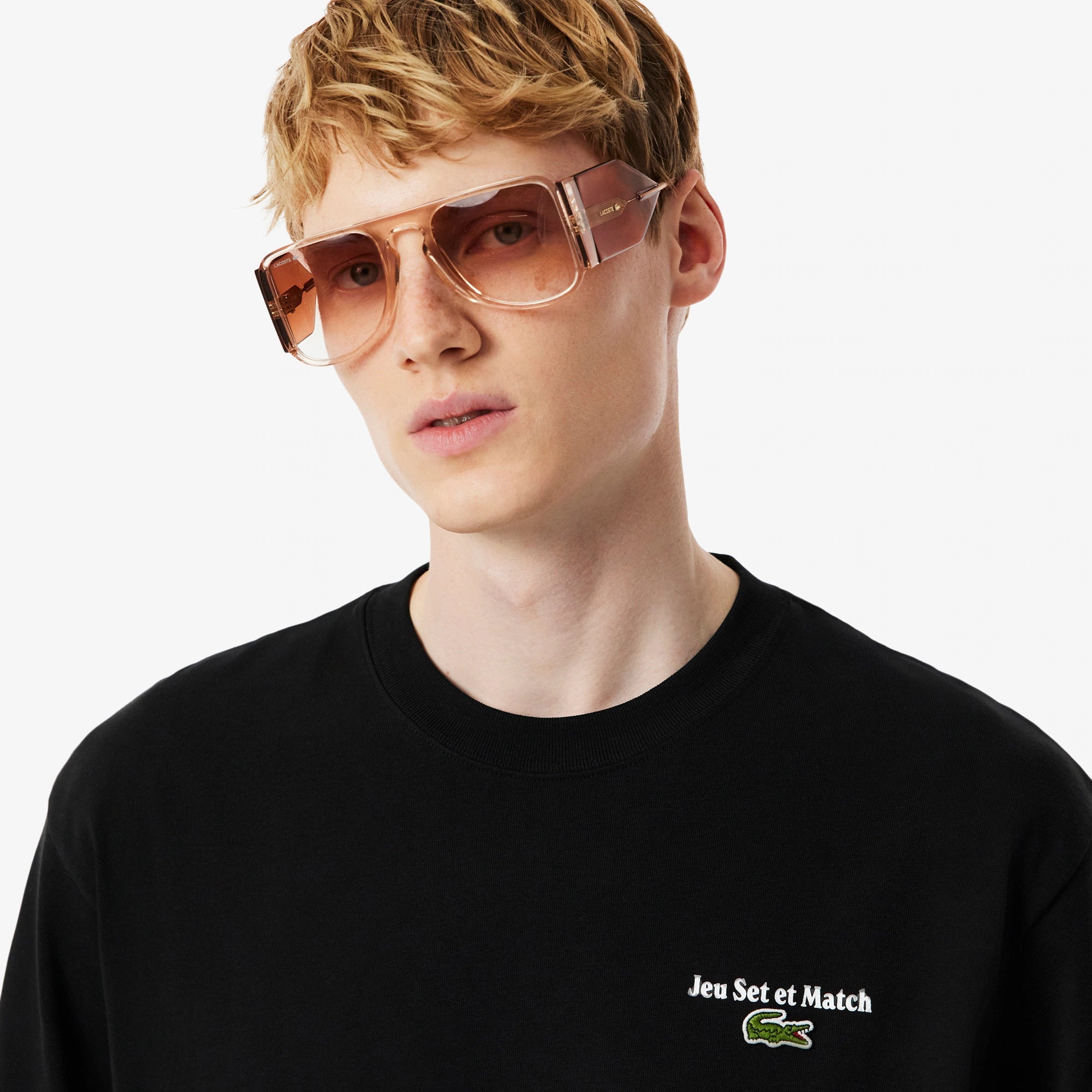 Lacoste T-shirt de Algodão Loose Fit Preta Lacoste 