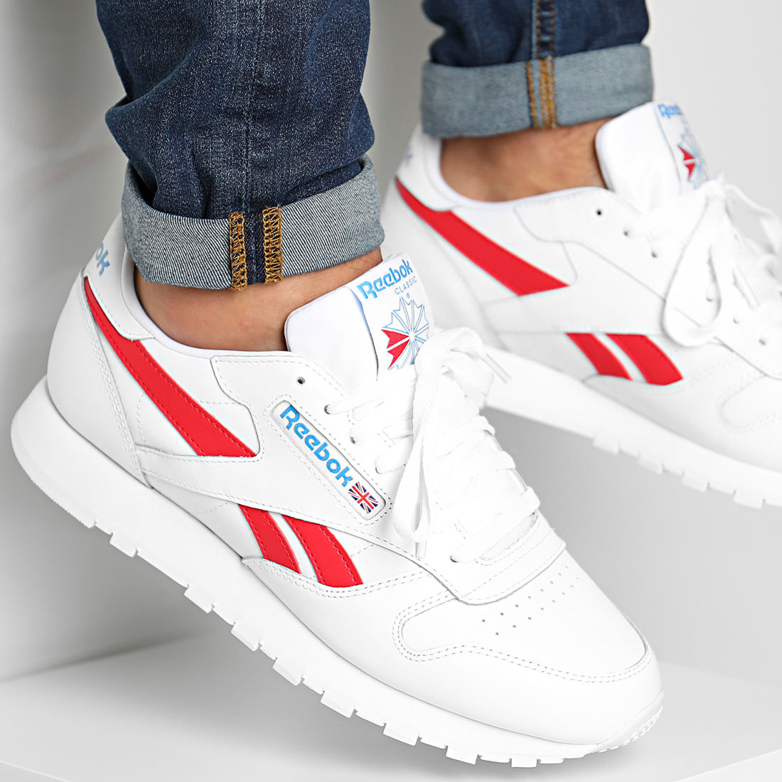 Reebok Classic Leather Branco/Vermelho/Azul Reebok 